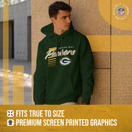 Green Bay Packers NFL Adult Unisex Retro Script Ultra Soft Fleece Hooded Sweatshirt - Forest Green