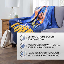 Golden State Warriors Northwest NBA Hi-Def Stephen Curry Silk Blanket - Blue