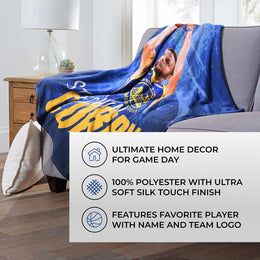 Golden State Warriors Northwest NBA Hi-Def Stephen Curry Silk Blanket - Blue