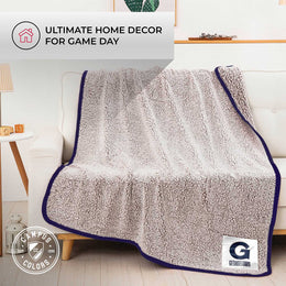 Georgetown Hoyas NCAA Silk Sherpa College Throw Blanket - Navy