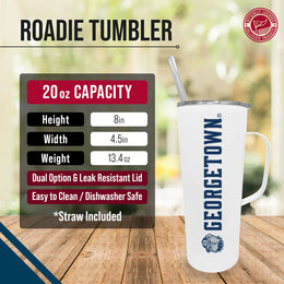 Georgetown Hoyas NCAA Stainless Steel 20oz Roadie With Handle & Dual Option Lid With Straw - White