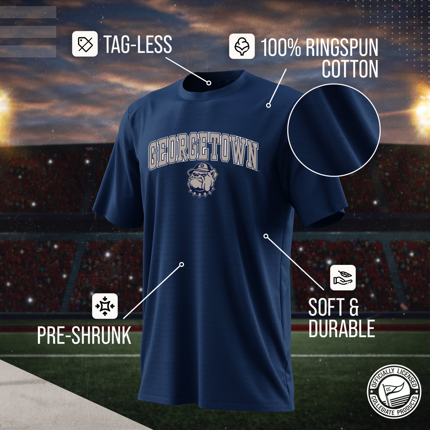 Georgetown Hoyas NCAA Adult Gameday Cotton T-Shirt - Navy