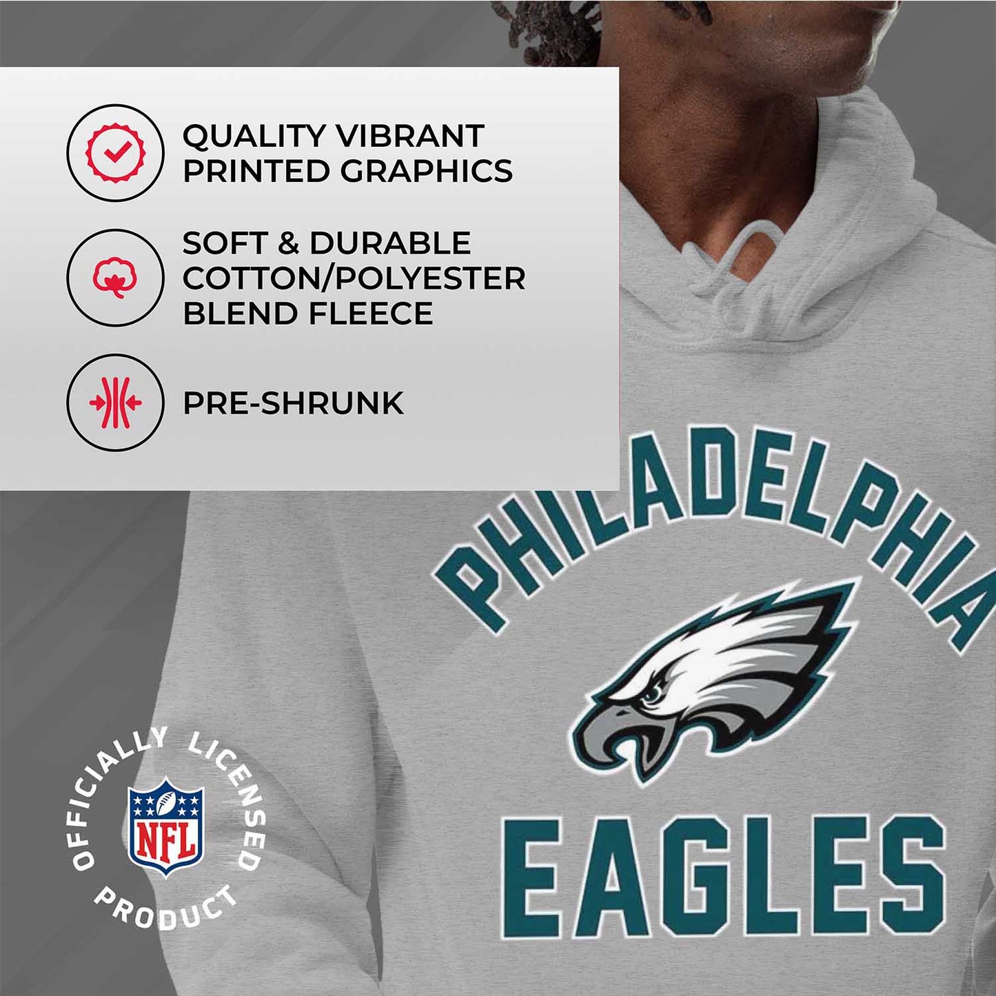 Philadelphia Eagles NFL Adult Gameday Hooded Sweatshirt - Gray