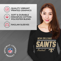 New Orleans Saints NFL Womens Crew Neck Light Weight - Black