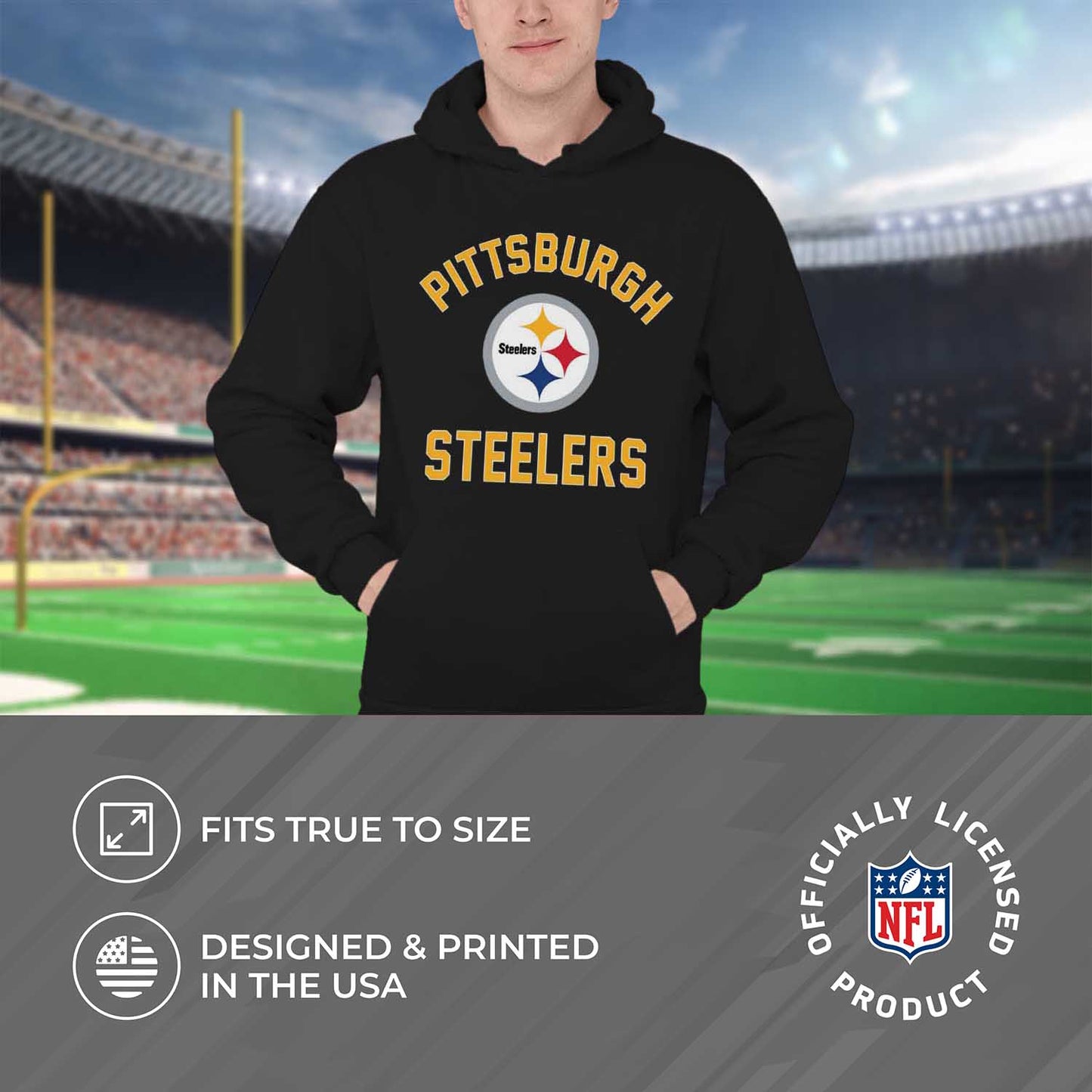 Pittsburgh Steelers NFL Adult Gameday Hooded Sweatshirt - Black