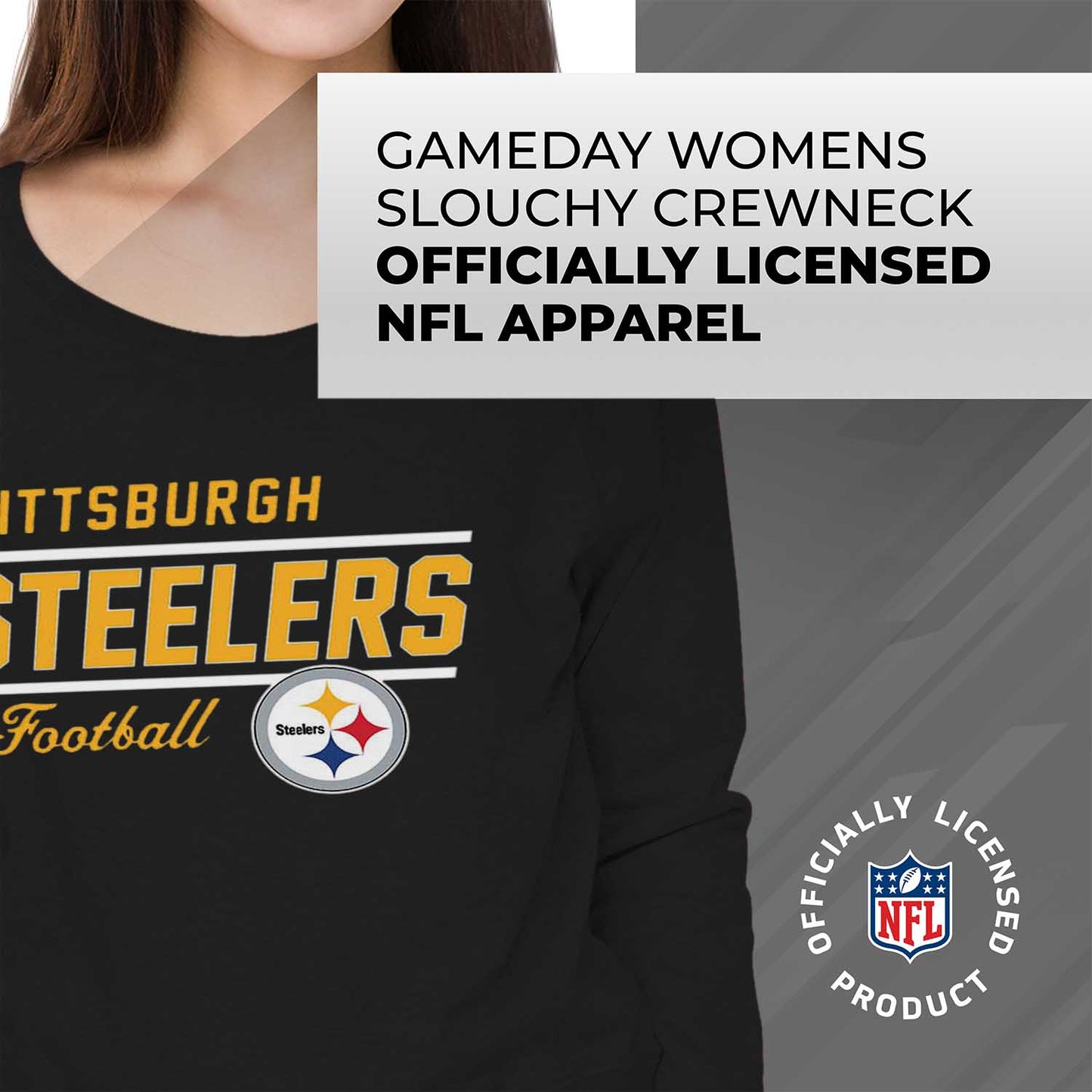 Pittsburgh Steelers NFL Womens Crew Neck Light Weight - Black