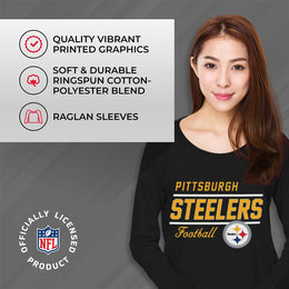 Pittsburgh Steelers NFL Womens Crew Neck Light Weight - Black