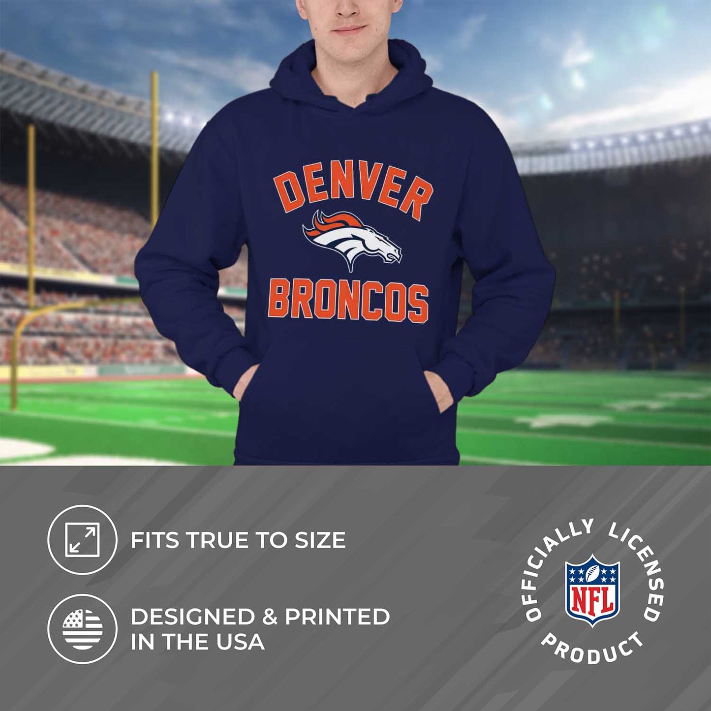 Denver Broncos NFL Adult Gameday Hooded Sweatshirt - Navy
