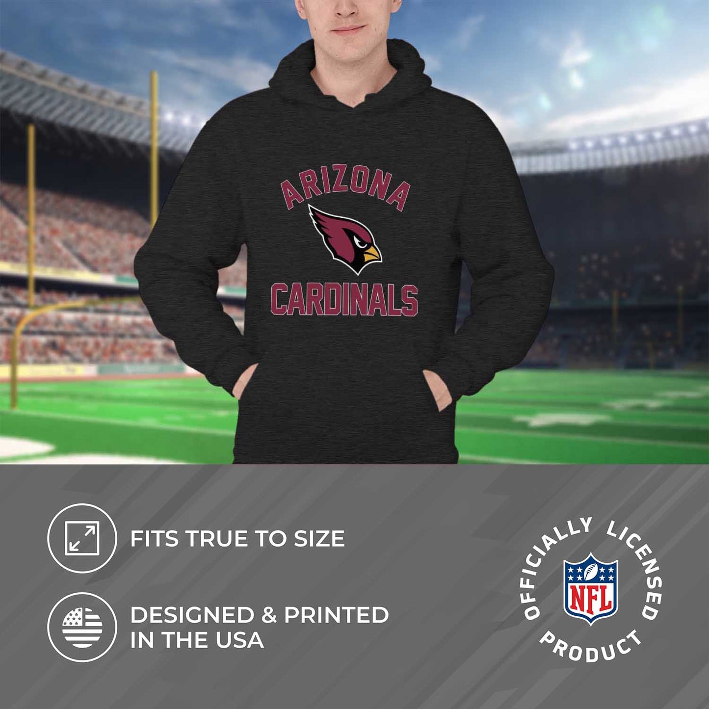 Arizona Cardinals NFL Adult Gameday Hooded Sweatshirt - Charcoal