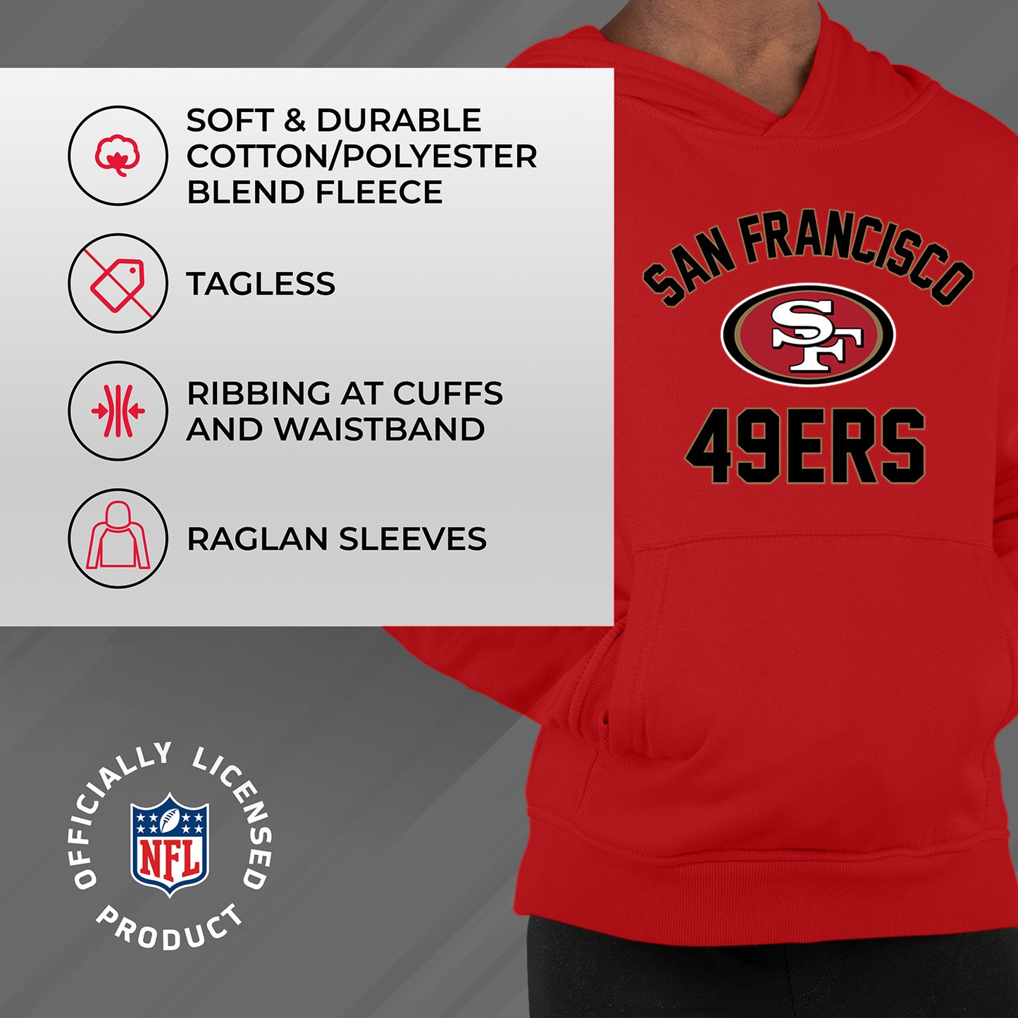 San Francisco 49ers NFL Youth Gameday Hooded Sweatshirt - Red