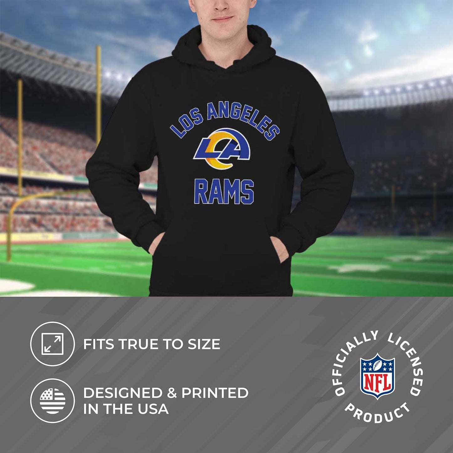 Los Angeles Rams NFL Adult Gameday Hooded Sweatshirt - Black
