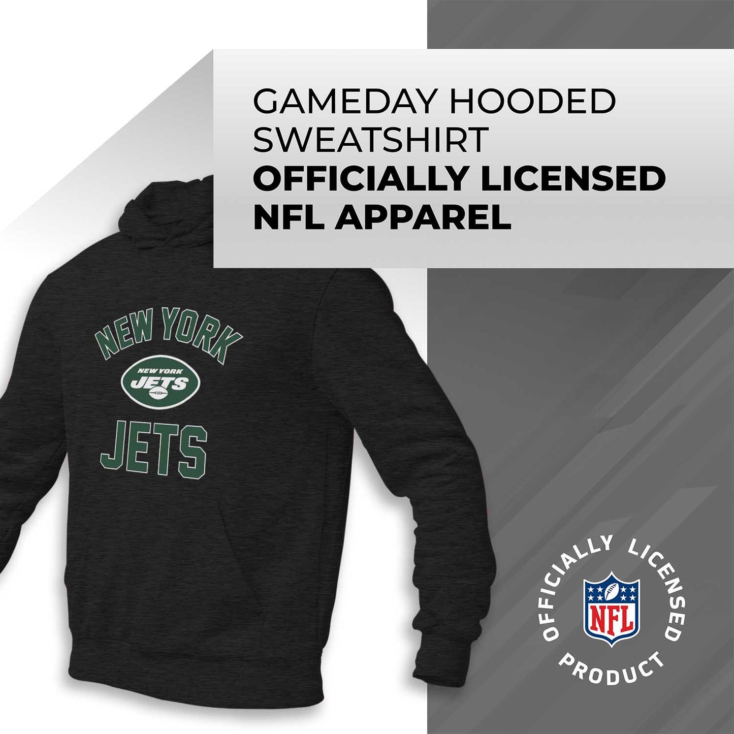 New York Jets NFL Adult Gameday Hooded Sweatshirt - Charcoal
