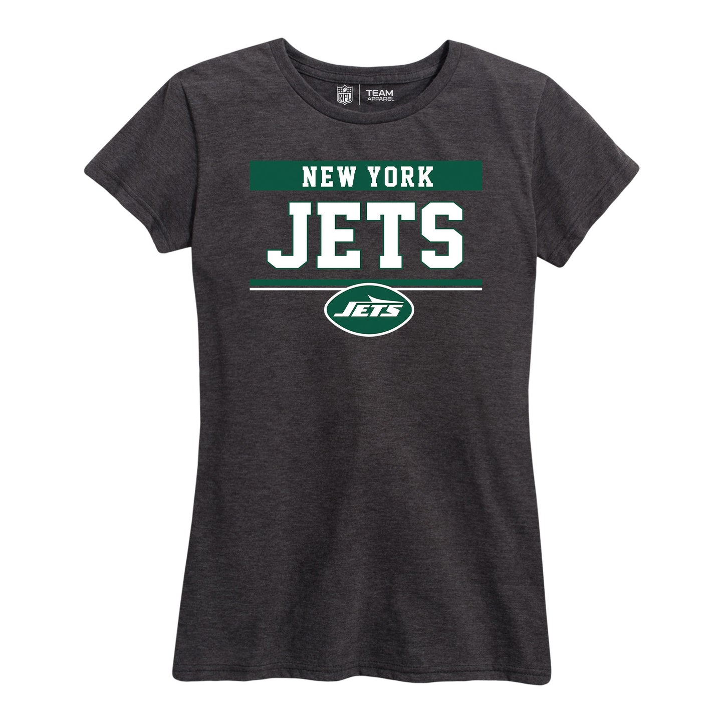 New York Jets NFL Women's Team Block Charcoal Tagless T-Shirt - Charcoal