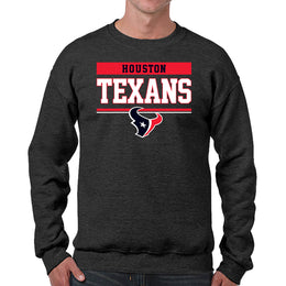 Houston Texans NFL Adult Long Sleeve Team Block Charcoal Crewneck Sweatshirt - Charcoal