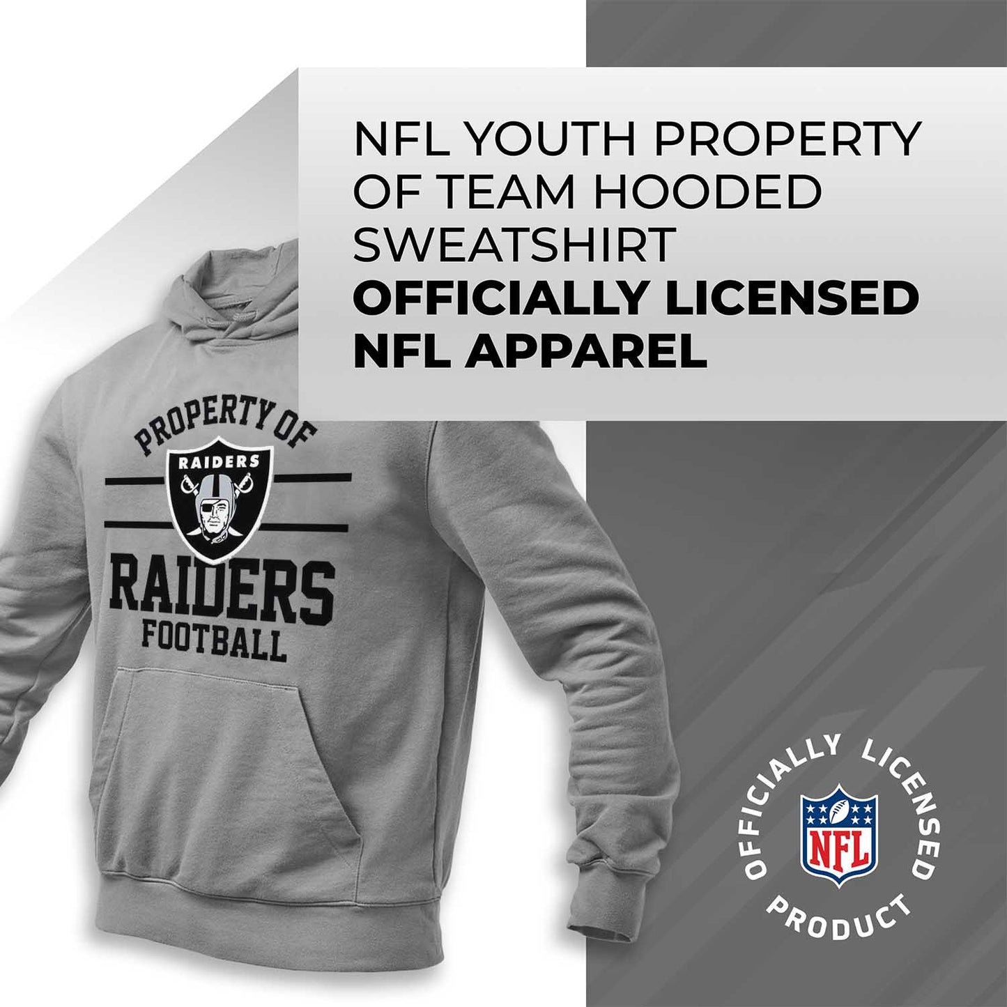 Las Vegas Raiders NFL Youth Property Of Hooded Sweatshirt - Sport Gray