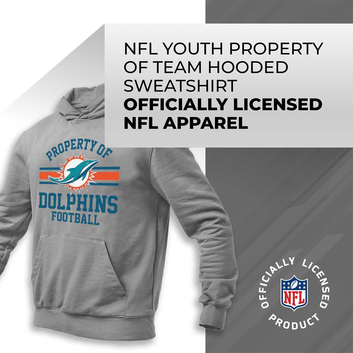 Miami Dolphins NFL Youth Property Of Hooded Sweatshirt - Sport Gray