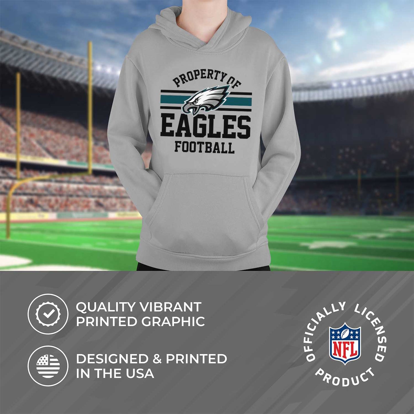 Philadelphia Eagles NFL Youth Property Of Hooded Sweatshirt - Sport Gray