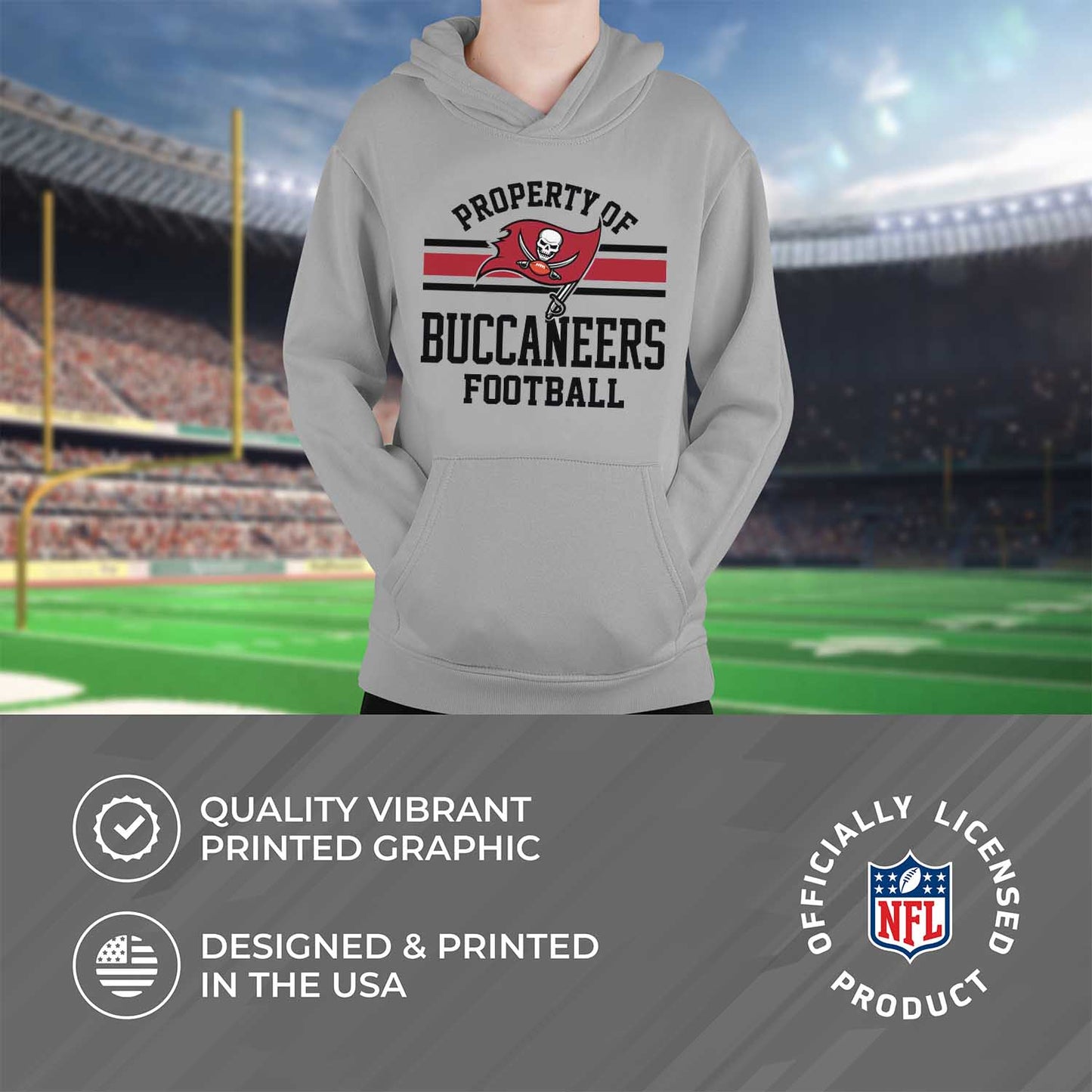 Tampa Bay Buccaneers NFL Youth Property Of Hooded Sweatshirt - Sport Gray