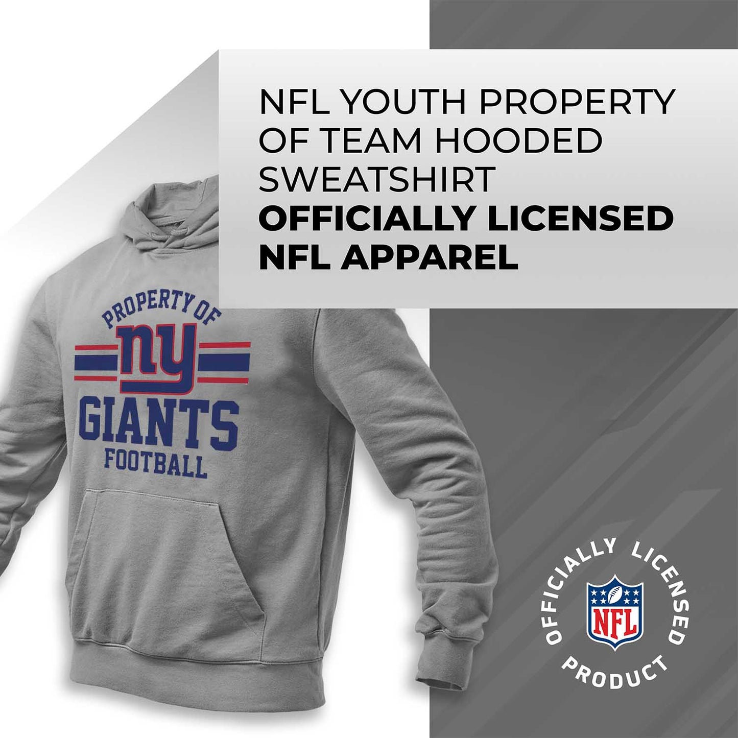 New York Giants NFL Youth Property Of Hooded Sweatshirt - Sport Gray