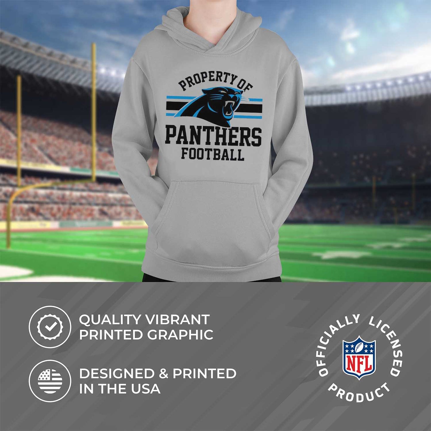 Carolina Panthers NFL Youth Property Of Hooded Sweatshirt - Sport Gray