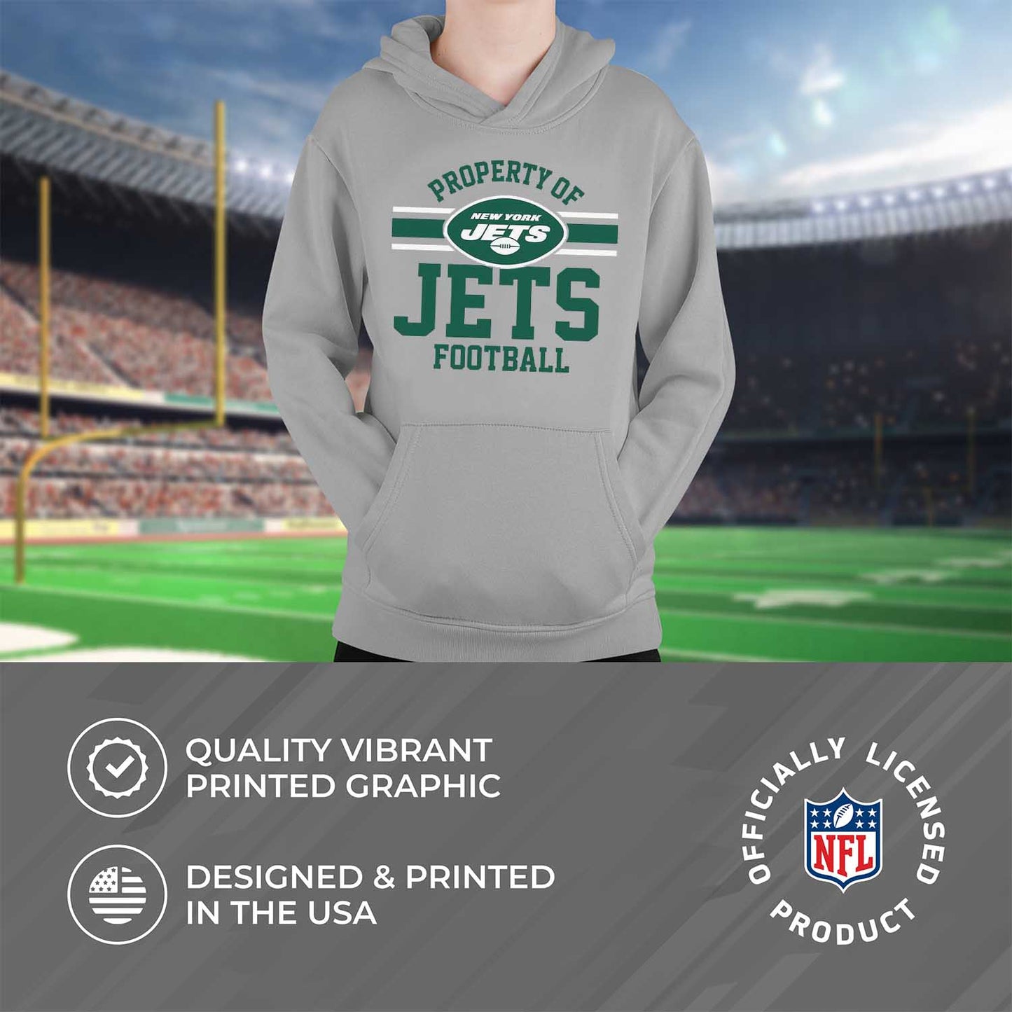 New York Jets NFL Youth Property Of Hooded Sweatshirt - Sport Gray
