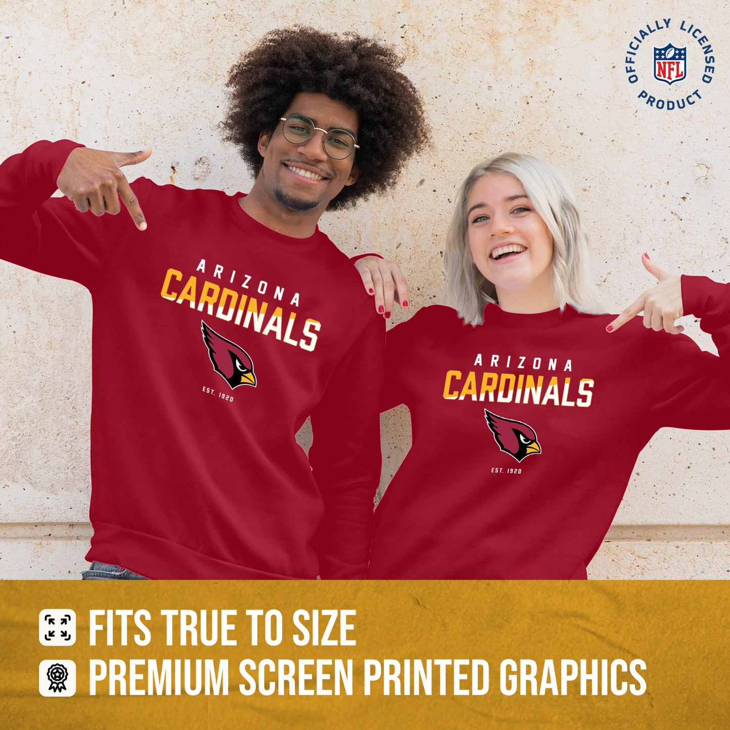 Arizona Cardinals Adult NFL Diagonal Fade Color Block Crewneck Sweatshirt - Cardinal