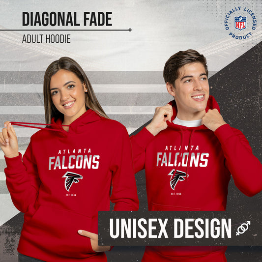 Atlanta Falcons Adult NFL Diagonal Fade Fleece Hooded Sweatshirt - Red