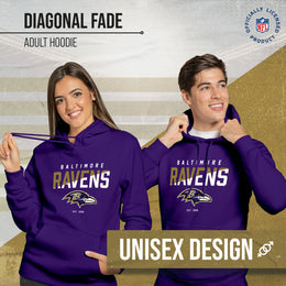 Baltimore Ravens Adult NFL Diagonal Fade Fleece Hooded Sweatshirt - Purple