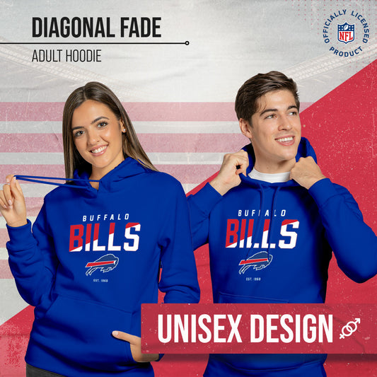 Buffalo Bills Adult NFL Diagonal Fade Fleece Hooded Sweatshirt - Royal