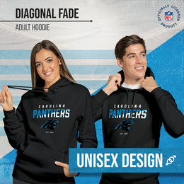 Carolina Panthers Adult NFL Diagonal Fade Fleece Hooded Sweatshirt - Black