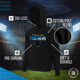 Carolina Panthers Adult NFL Diagonal Fade Fleece Hooded Sweatshirt - Black