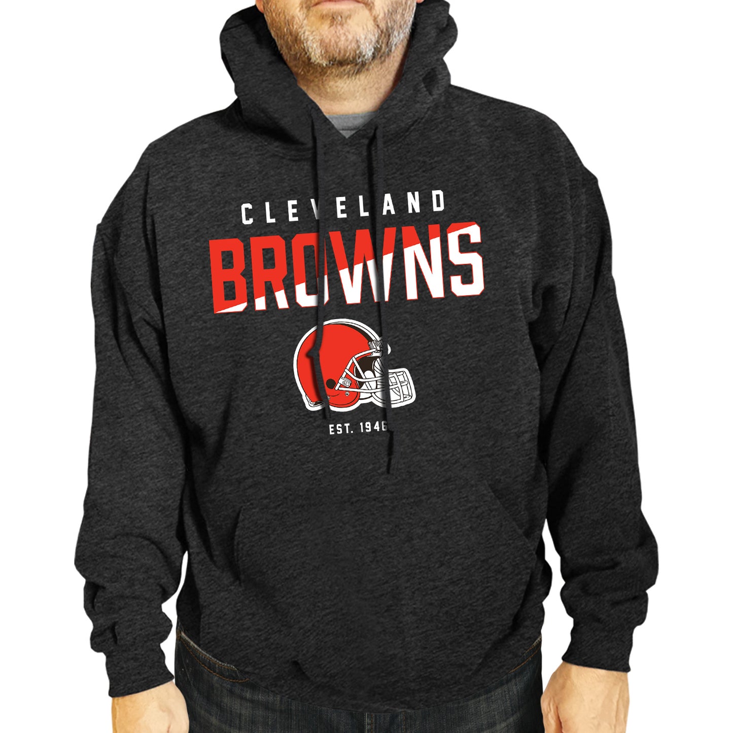 Cleveland Browns Adult NFL Diagonal Fade Fleece Hooded Sweatshirt - Charcoal