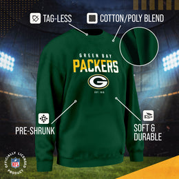 Green Bay Packers Adult NFL Diagonal Fade Color Block Crewneck Sweatshirt - Forest Green