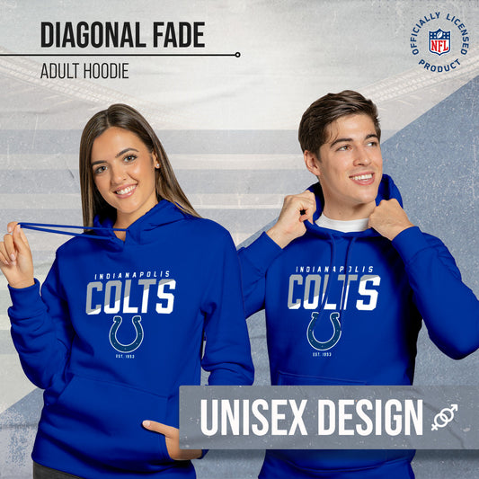 Indianapolis Colts Adult NFL Diagonal Fade Fleece Hooded Sweatshirt - Royal