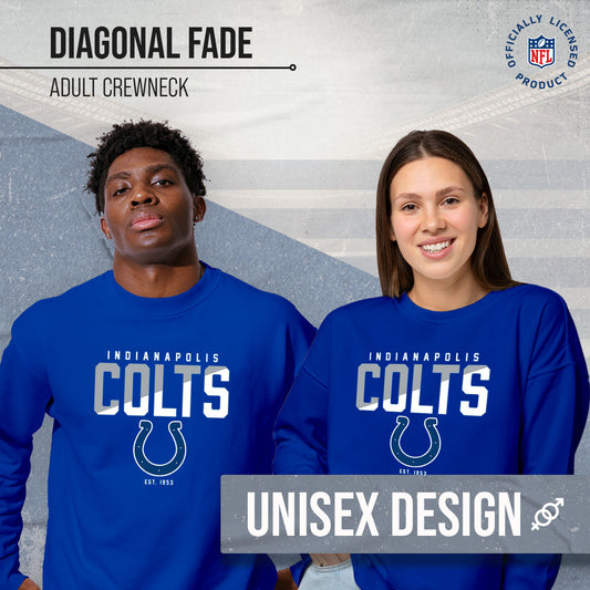 Indianapolis Colts Adult NFL Diagonal Fade Color Block Crewneck Sweatshirt - Royal