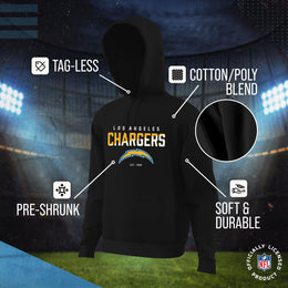 Los Angeles Chargers Adult NFL Diagonal Fade Fleece Hooded Sweatshirt - Black