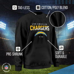 Los Angeles Chargers Adult NFL Diagonal Fade Color Block Crewneck Sweatshirt - Black