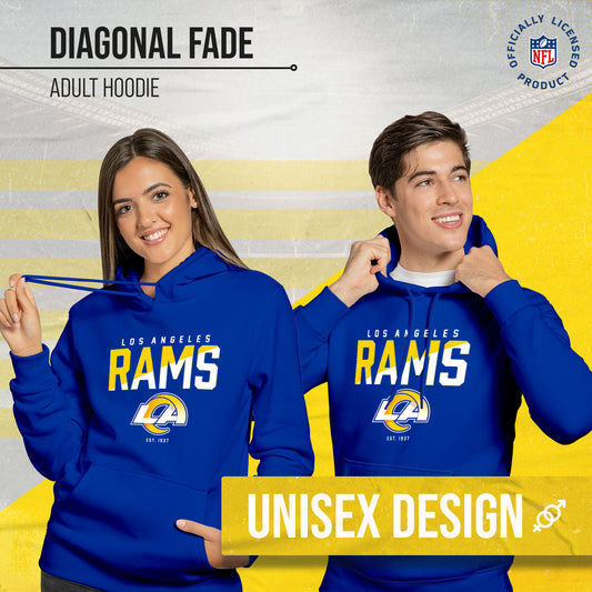 Los Angeles Rams Adult NFL Diagonal Fade Fleece Hooded Sweatshirt - Royal
