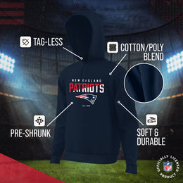 New England Patriots Adult NFL Diagonal Fade Fleece Hooded Sweatshirt - Navy