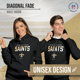 New Orleans Saints Adult NFL Diagonal Fade Fleece Hooded Sweatshirt - Black