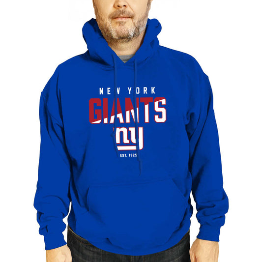 New York Giants Adult NFL Diagonal Fade Fleece Hooded Sweatshirt - Royal