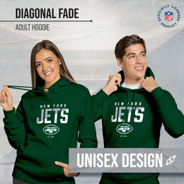 New York Jets Adult NFL Diagonal Fade Fleece Hooded Sweatshirt - Forest Green
