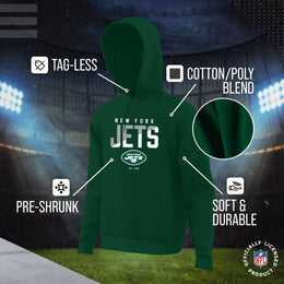 New York Jets Adult NFL Diagonal Fade Fleece Hooded Sweatshirt - Forest Green