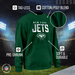 New York Jets Adult NFL Diagonal Fade Color Block Crewneck Sweatshirt - Forest Green