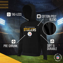 Pittsburgh Steelers Adult NFL Diagonal Fade Fleece Hooded Sweatshirt - Black