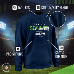 Seattle Seahawks Adult NFL Diagonal Fade Color Block Crewneck Sweatshirt - Navy