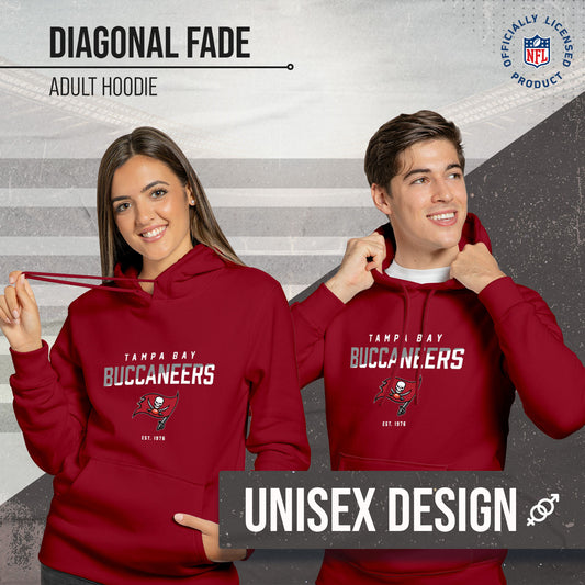 Tampa Bay Buccaneers Adult NFL Diagonal Fade Fleece Hooded Sweatshirt - Cardinal