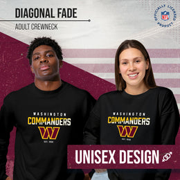 Washington Commanders Adult NFL Diagonal Fade Color Block Crewneck Sweatshirt - Black