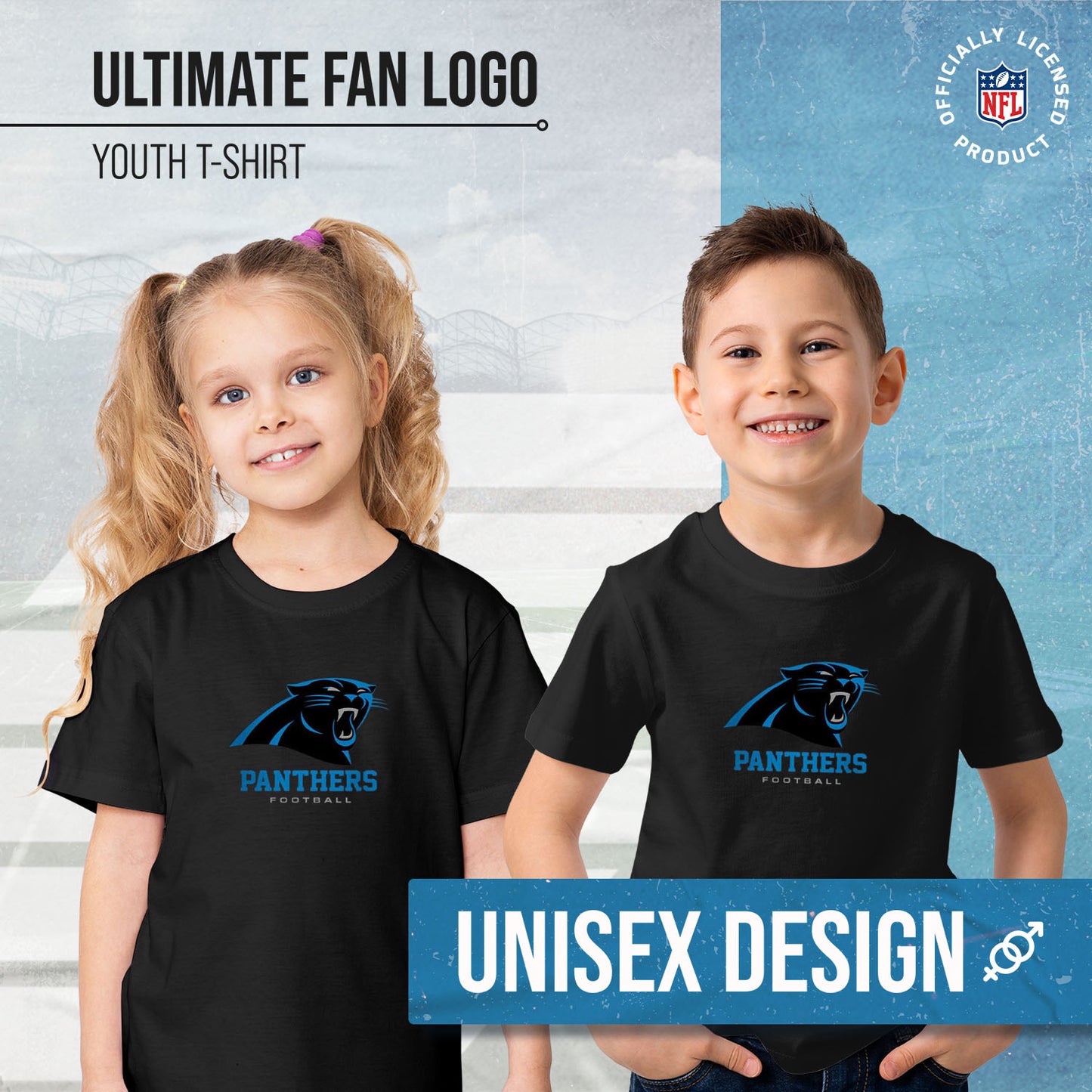 Carolina Panthers Youth NFL Ultimate Fan Logo Short Sleeve T-Shirt - Black