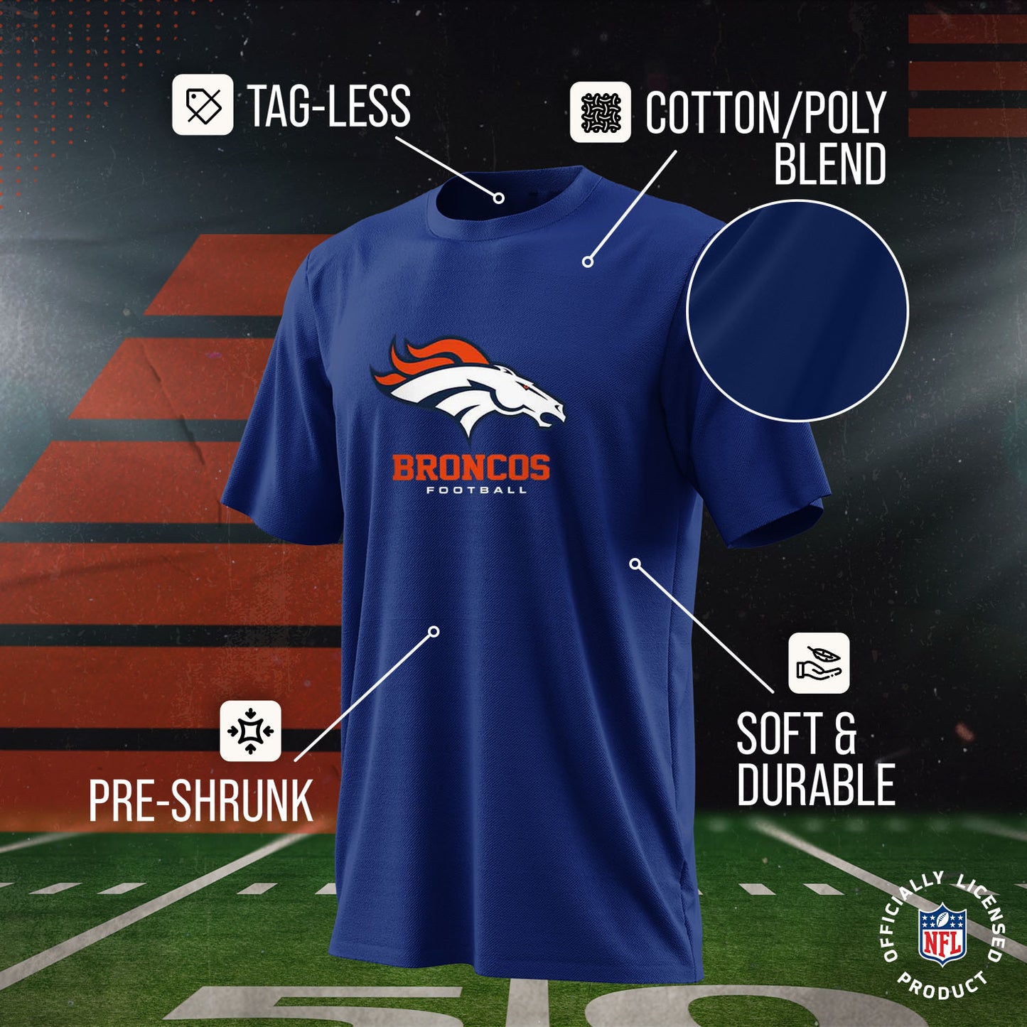 Denver Broncos Youth NFL Ultimate Fan Logo Short Sleeve T-Shirt - Navy